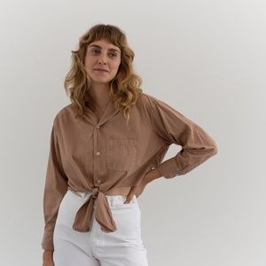 Rawson Dusty Pink Crop Tie Blouse